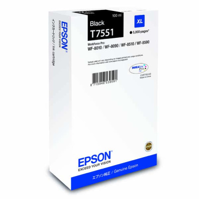 Epson T7551XL (C13T755140), originálny atrament, čierny, 5000 strán (100 ml)
