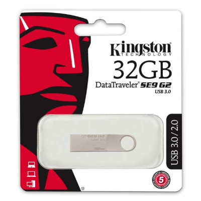 Kingston USB flash disk, 3.0, 32GB, Data Traveler SE9, strieborný, DTSE9G2 / 32GB, kovový