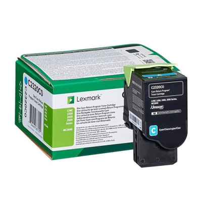 Lexmark C2320C0, originálny toner, azúrový, 1000 strán, return