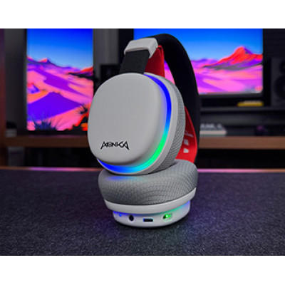 Marvo MONKA ECHO, slúchadlá s mikrofónom, biela, podsvietená, Tri-mode