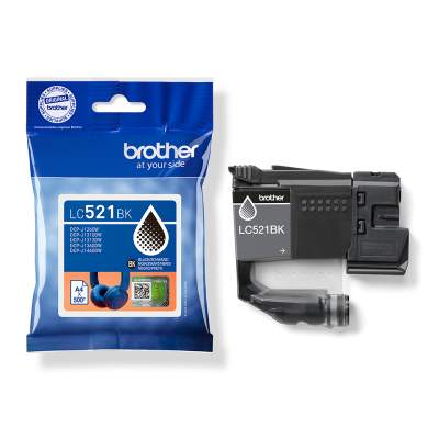 Brother LC-521BK, originálny atrament, čierny, 500 strán