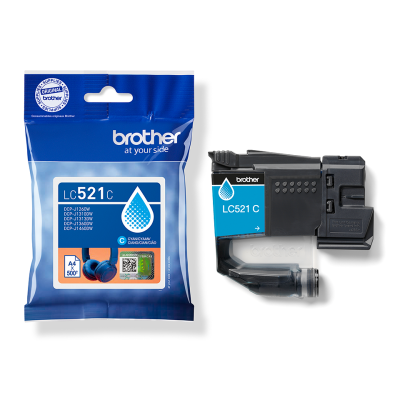 Brother LC-521C, originálny atrament, azúrový, 500 strán