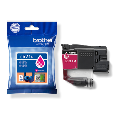 Brother LC-521M, originálny atrament, purpurový, 500 strán