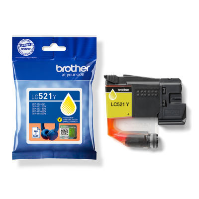 Brother LC-521Y, originálny atrament, žltý, 500 strán