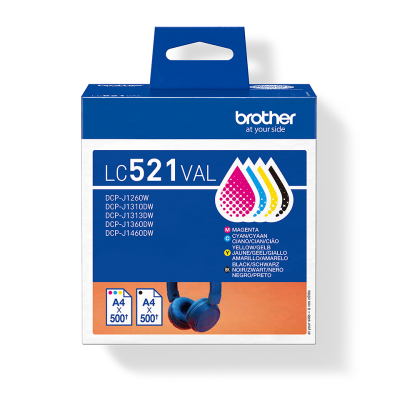 Brother LC-521VAL, originálny atrament, CMYK, 500 strán, 4-pack