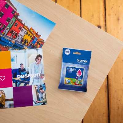 Brother LC-552M, originálny atrament, purpurový, 550 strán