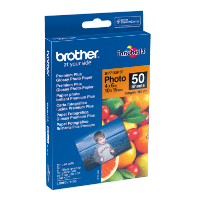 Brother Premium Glossy Photo Paper, BP71GP50, foto papier, lesklý, biely, 10x15cm, 4x6