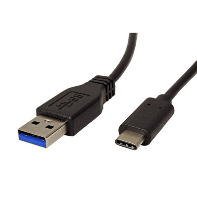 USB kábel (3.1), USB A samec - USB C samec, 0.5m, okrúhly, čierny, plastic bag
